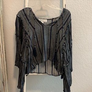 Navy Striped Long Sleeve Top